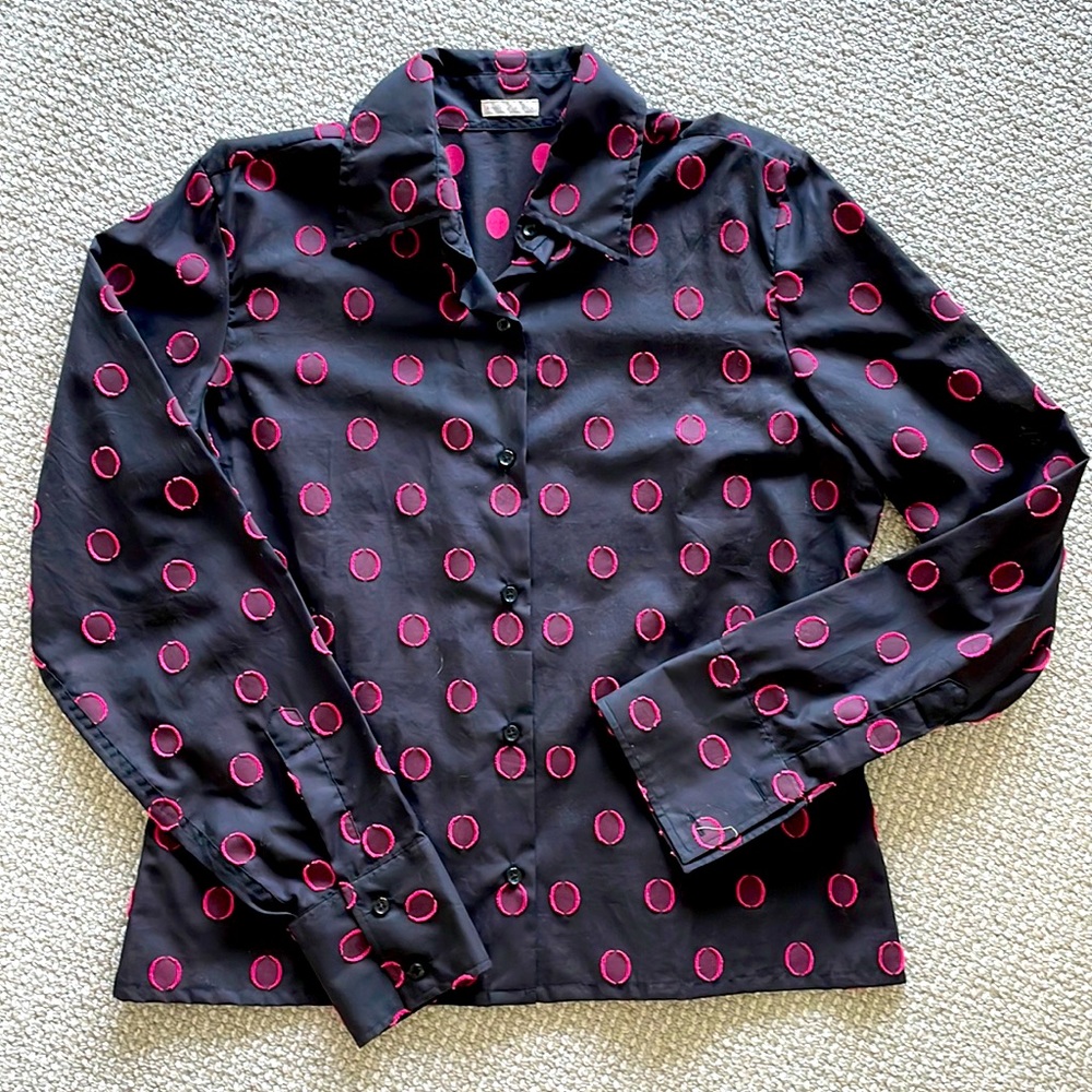 Arthur & Fox Black Button Blouse Top Shirt